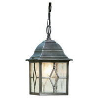 Searchlight Außenleuchte schwarz Glas Stahl B/H/L: ca. 15x88x15 cm E27 1 Brennstellen Genoa - schwarz (15,00/15,00/88,00cm) - Searchlight