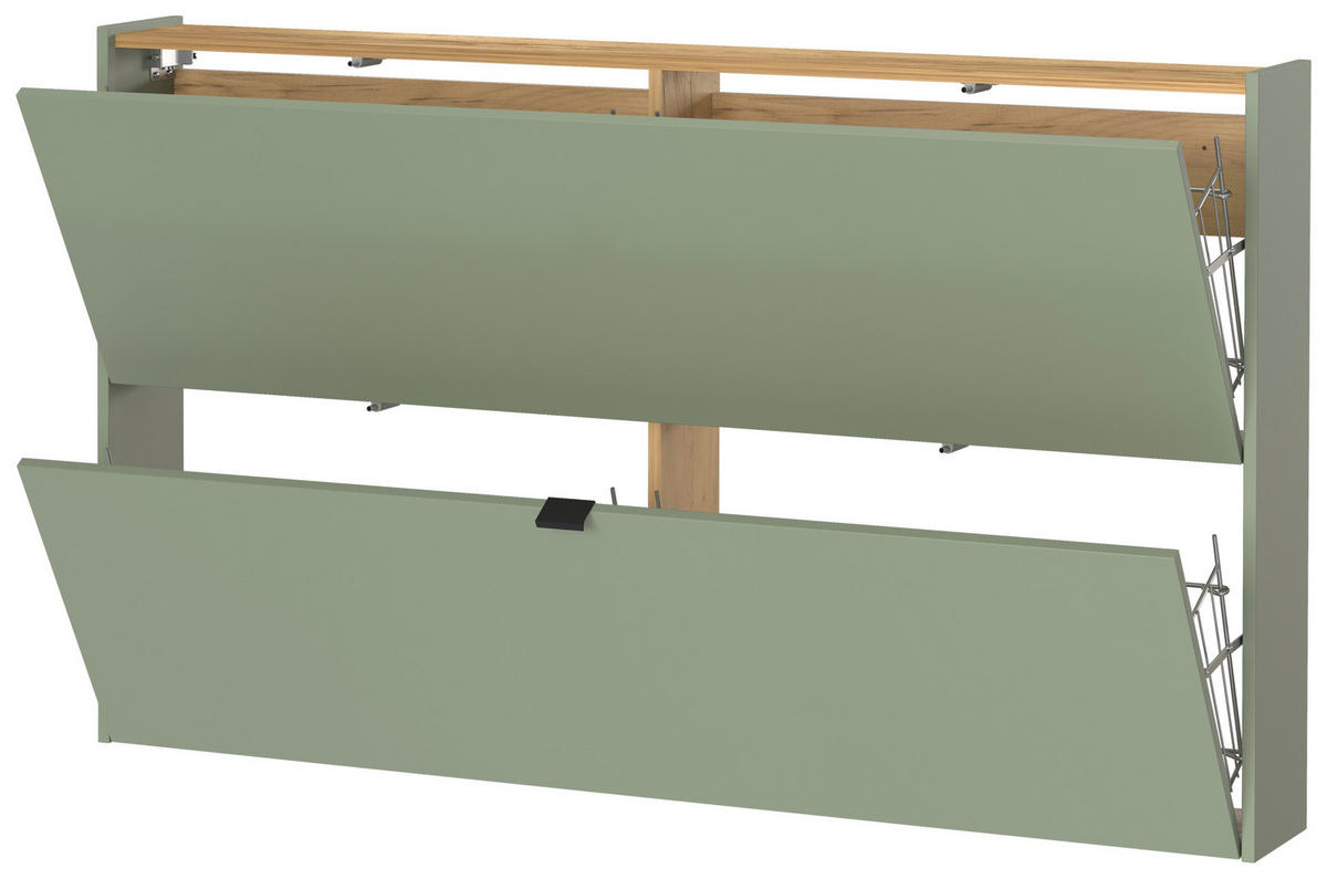 Garderobe 9742-629 grün Eiche Navarra Nachbildung B/H/T: ca. 140x200x19 cm 9742-629 - Eiche/grün (140,00/200,00/19,00cm) - Germania