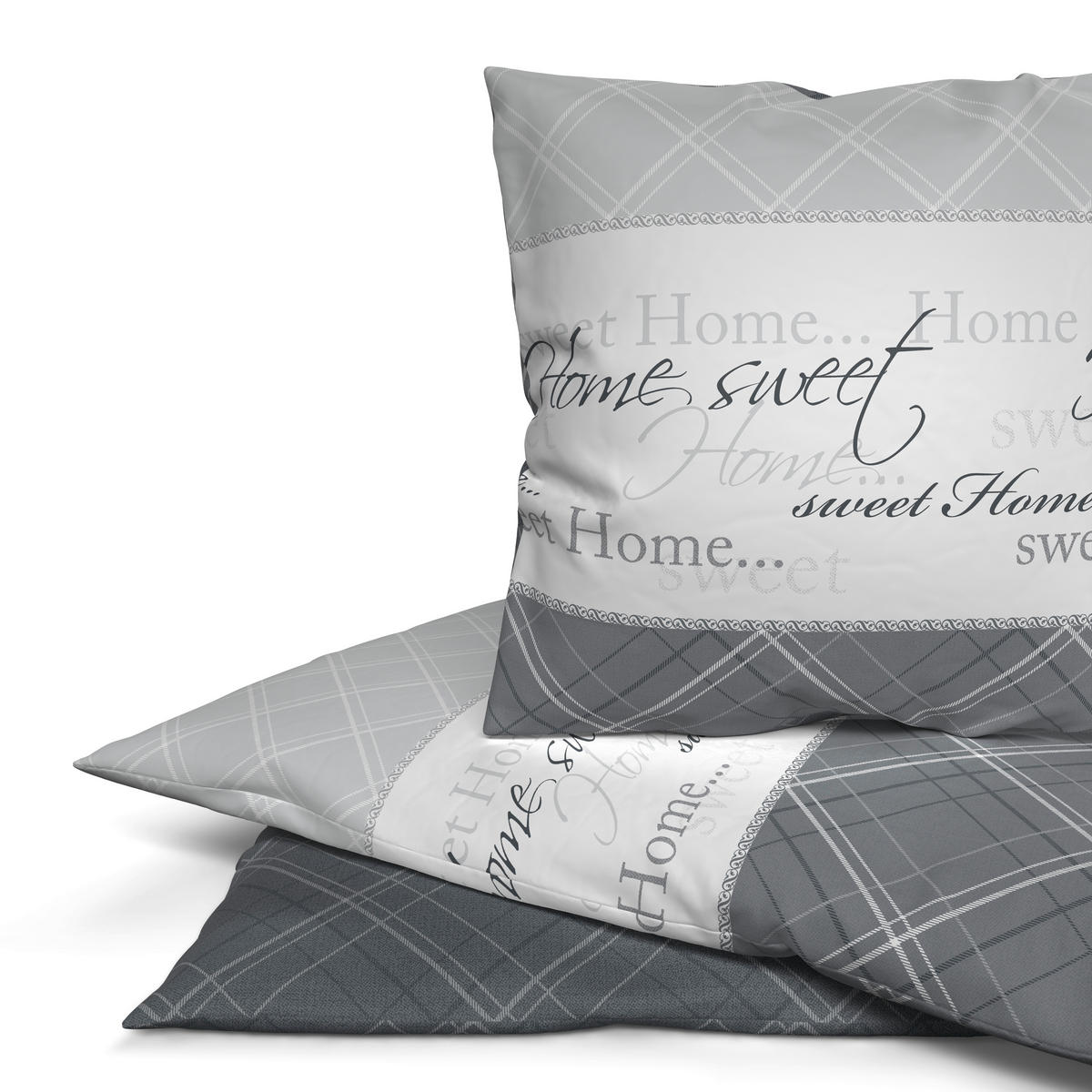 Baumwoll Bettwäsche Renforce Bettwäsche_Renforce Home sweet - grau (135,00/200,00cm)