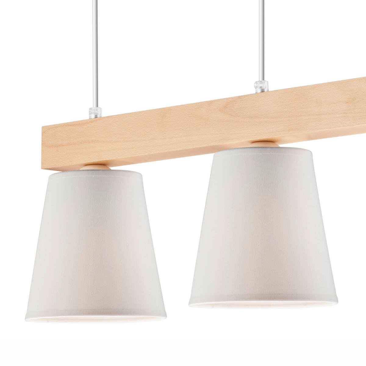 Lamkur Hängeleuchte weiß Holz Stahl B/H/L: ca. 25x30x70 cm E27 1 Brennstellen Augustino - weiß (70,00/25,00/30,00cm) - Lamkur