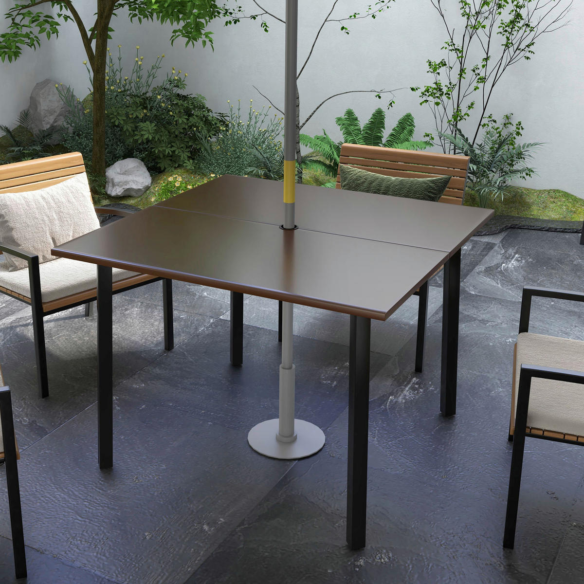 Outsunny Gartentisch braun Polypropylen B/H/L: ca. 100x100x72 cm Gartentisch - braun (72,00/100,00/100,00cm) - Outsunny