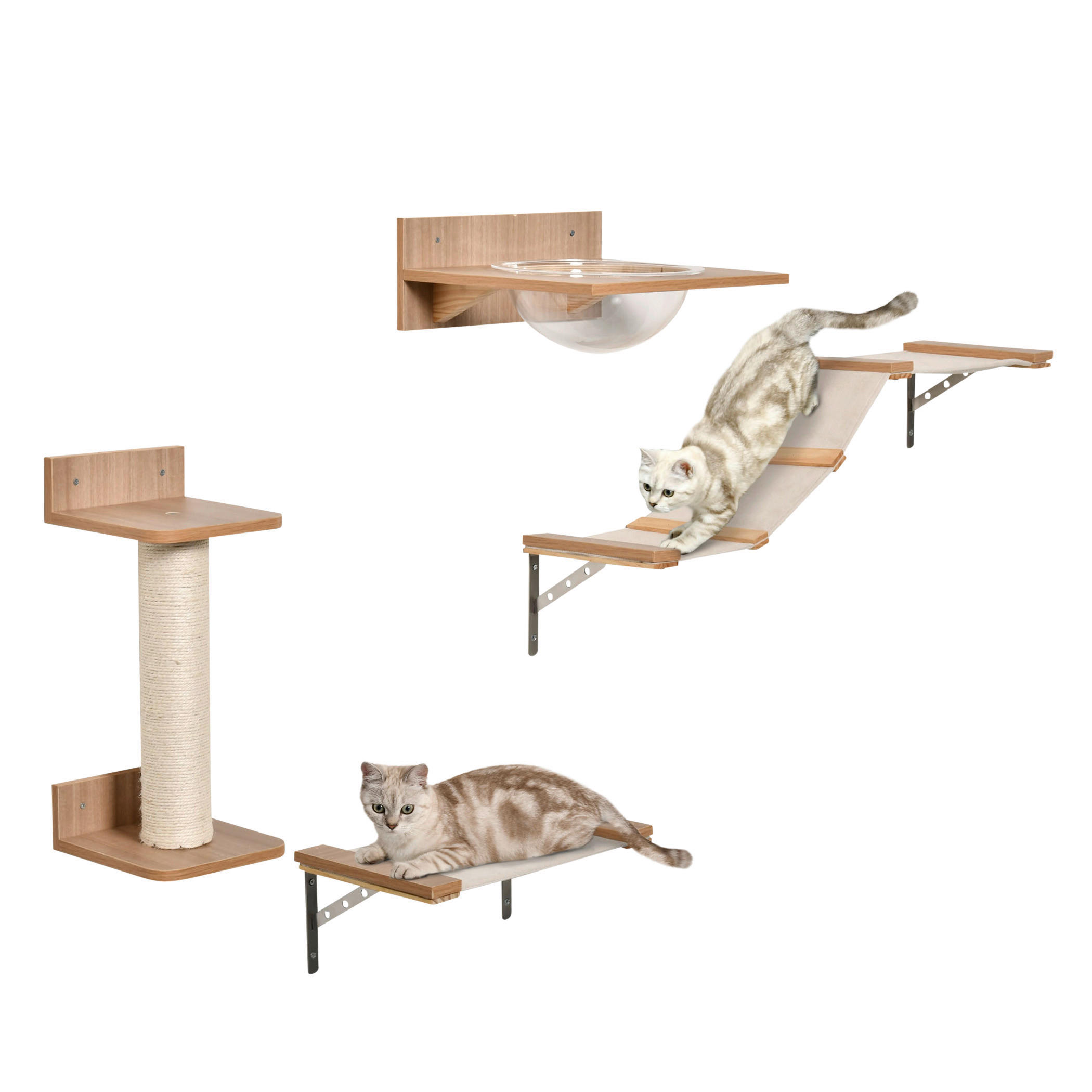 PawHut Katzen-Zubehör braun Polypropylen B/H/L: ca. 25,5x100x17,5 cm Katzenkletterwand - braun (17,50/25,50/100,00cm) - PawHut