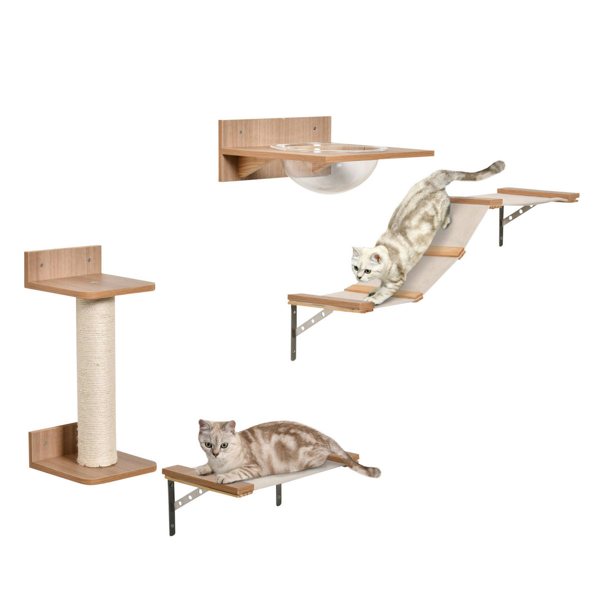 PawHut Katzen-Zubehör braun Polypropylen B/H/L: ca. 25,5x100x17,5 cm Katzenkletterwand - braun (17,50/25,50/100,00cm) - PawHut