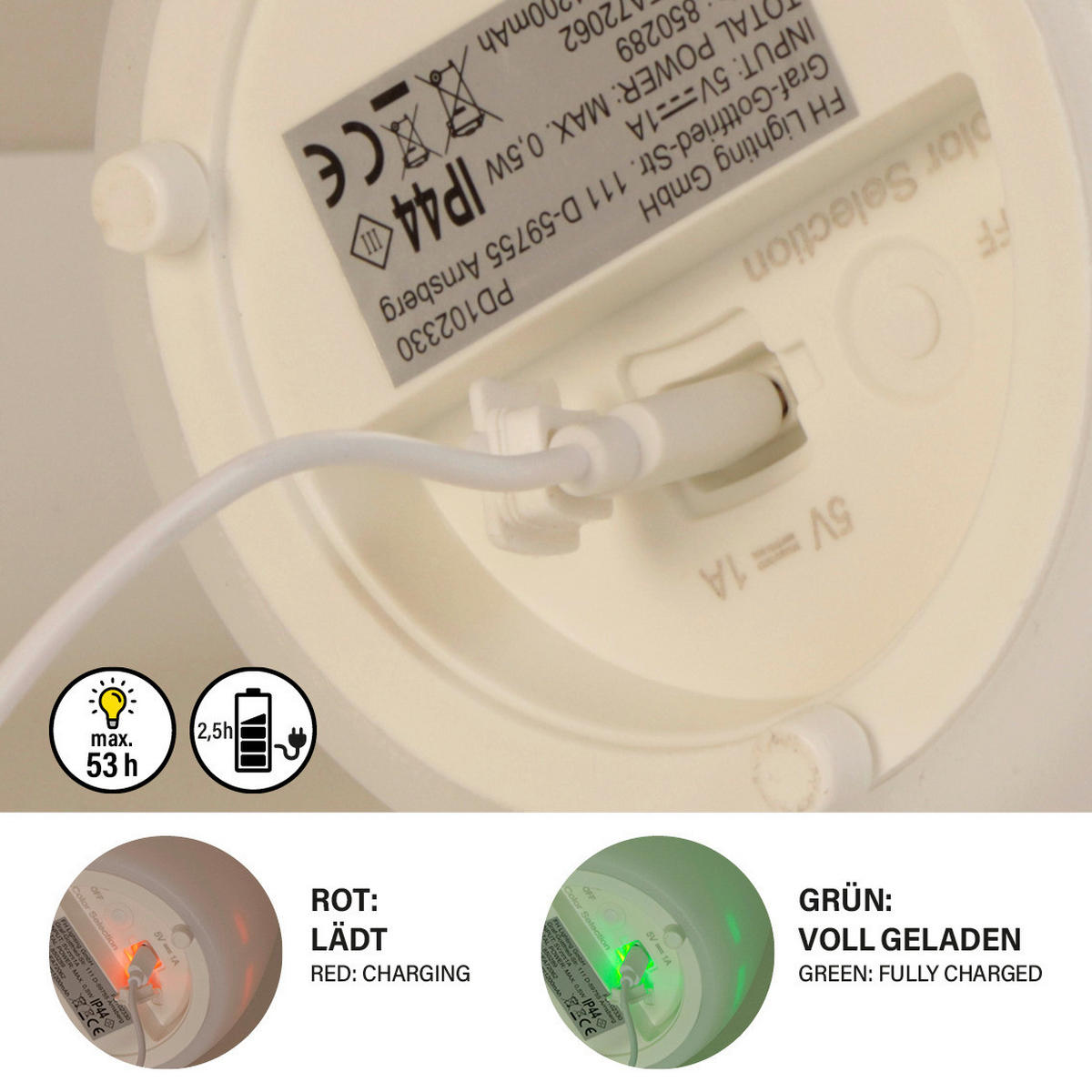 LED-Außenleuchte 850142 Ruby weiß H/D: ca. 20x14 cm Ruby - weiß (14,00/20,00cm) - easy! by FHL