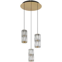 GLOBO Pendelleuchte mattschwarz klar gold Glas Metall H/D: ca. 150x36 cm 1.0 Brennstellen Stefanie - gold/klar (36,00/150,00cm) - GLOBO