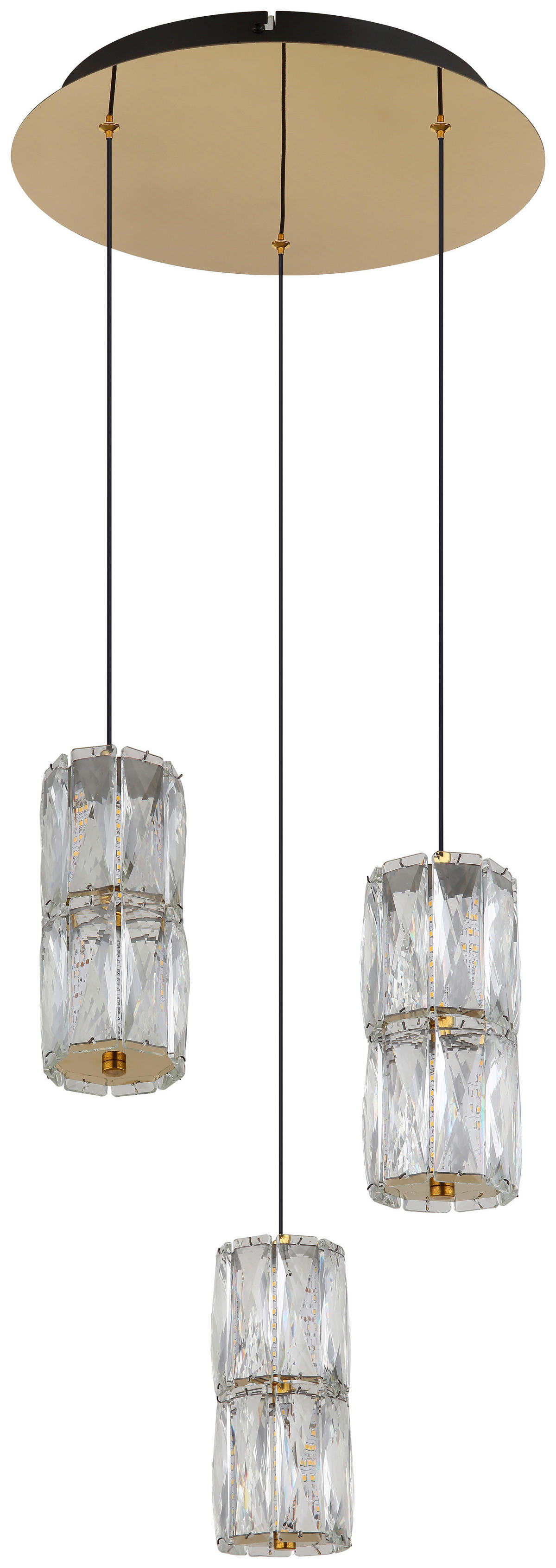 GLOBO Pendelleuchte mattschwarz klar gold Glas Metall H/D: ca. 150x36 cm 1.0 Brennstellen Stefanie - gold/klar (36,00/150,00cm) - GLOBO