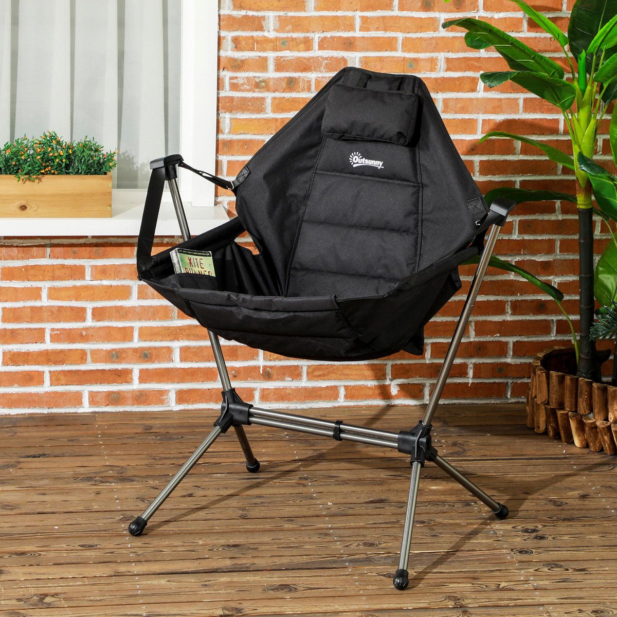 Outsunny Hängematte Campingstuhl B/H/L: ca. 100x101x54 cm Hängematte Campingstuhl - schwarz (54,00/100,00/101,00cm) - Outsunny