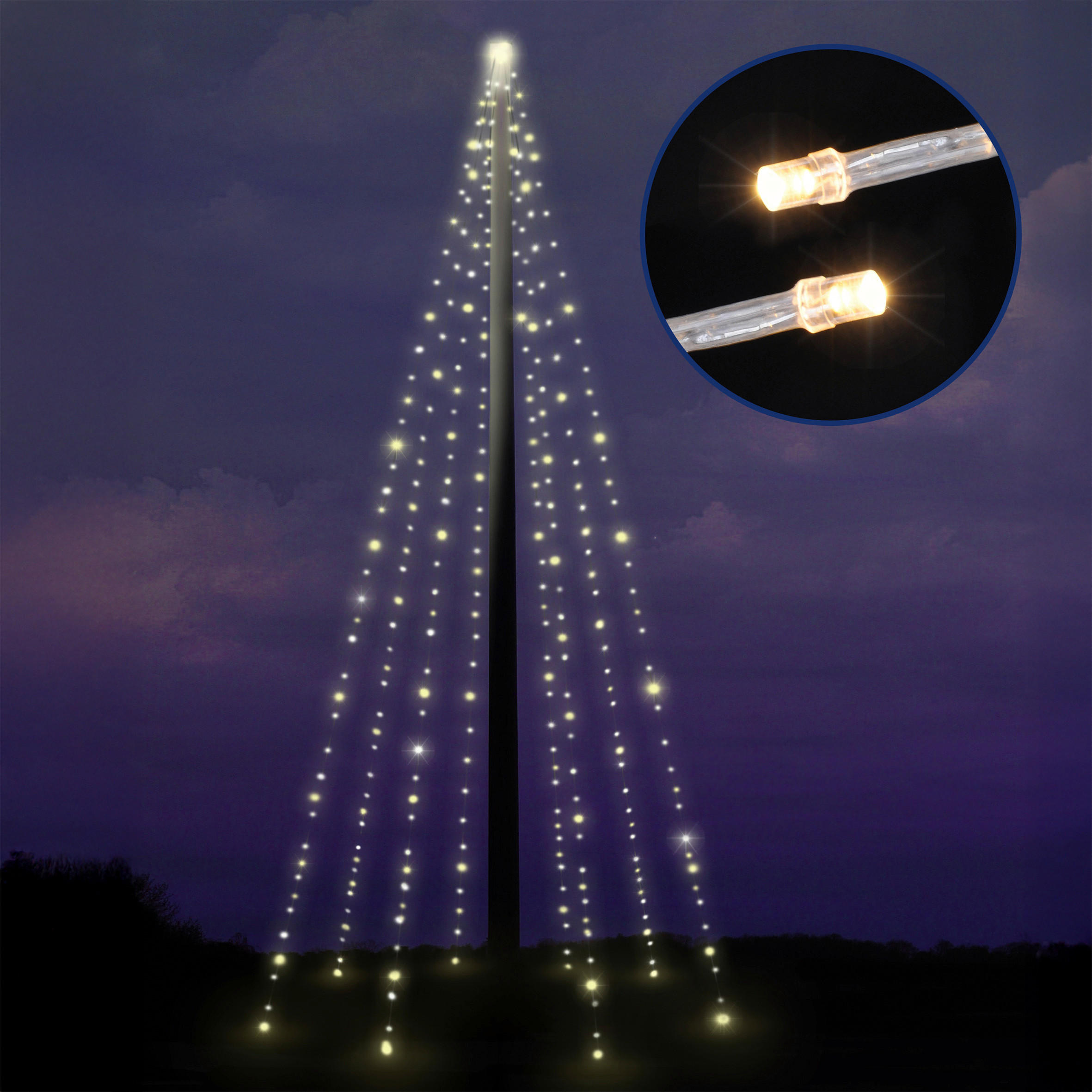 Lichterkette Fahnenmast-Lichterkette - warmweiß (1000,00cm)