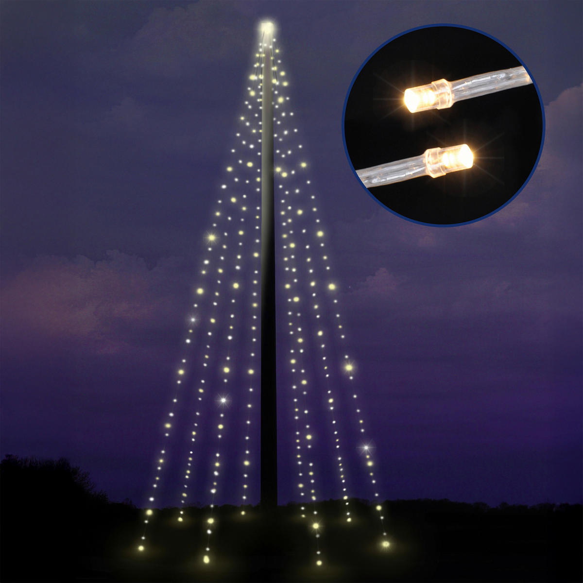 Lichterkette Fahnenmast-Lichterkette - warmweiß (1000,00cm)