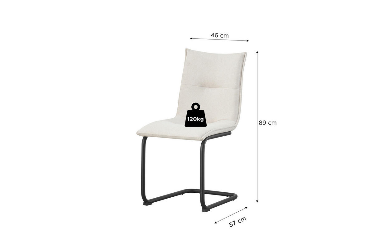 Schwingstuhl SONJA, 2er Set creme schwarz Webstoff B/H/T: ca. 46x89x57 cm SONJA, 2er Set - creme/schwarz (46,00/89,00/57,00cm) - xonox.home