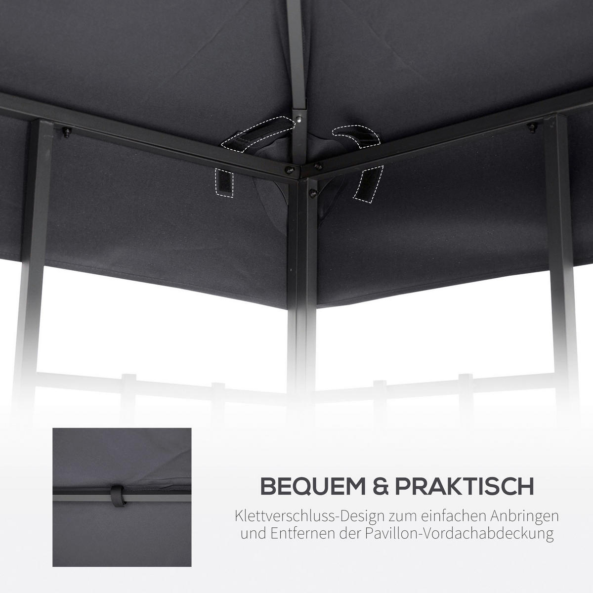 Outsunny Ersatzdach für Pavillon Ersatzdach_für_Pavillon - dunkelgrau (300,00/300,00/18,00cm) - Outsunny