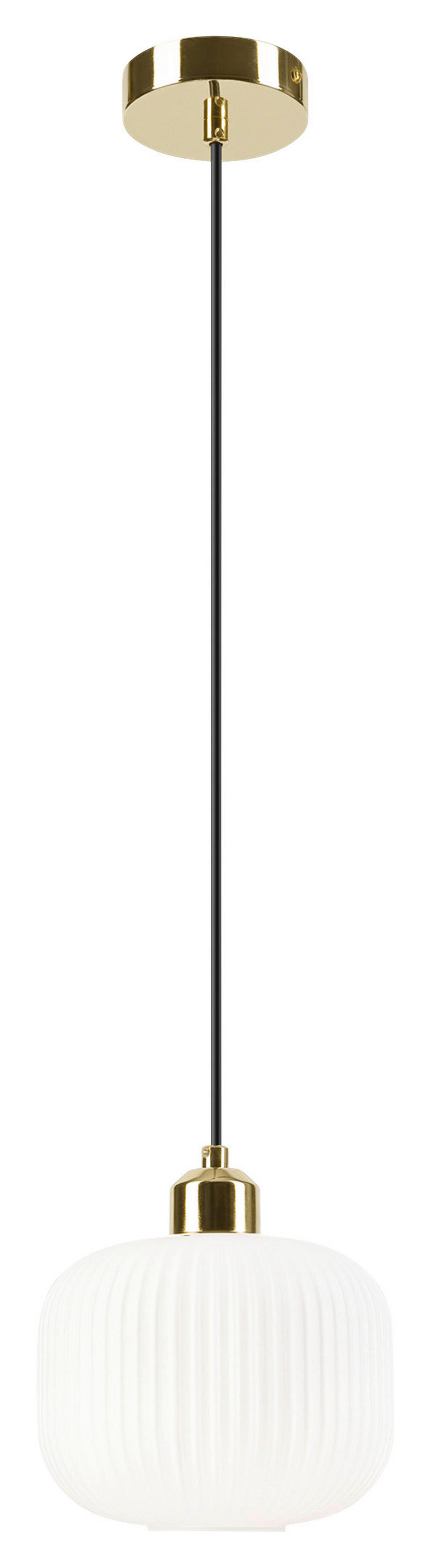 Lamkur Hängeleuchte schwarz weiß Stahl Glas B/H/L: ca. 20x130x20 cm 1.0 Brennstellen HARMA - weiß/schwarz (20,00/20,00/130,00cm) - Lamkur