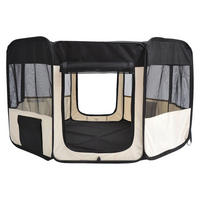 PawHut Welpenauslauf schwarz Polyester Welpenauslauf faltbar - creme/schwarz - PawHut