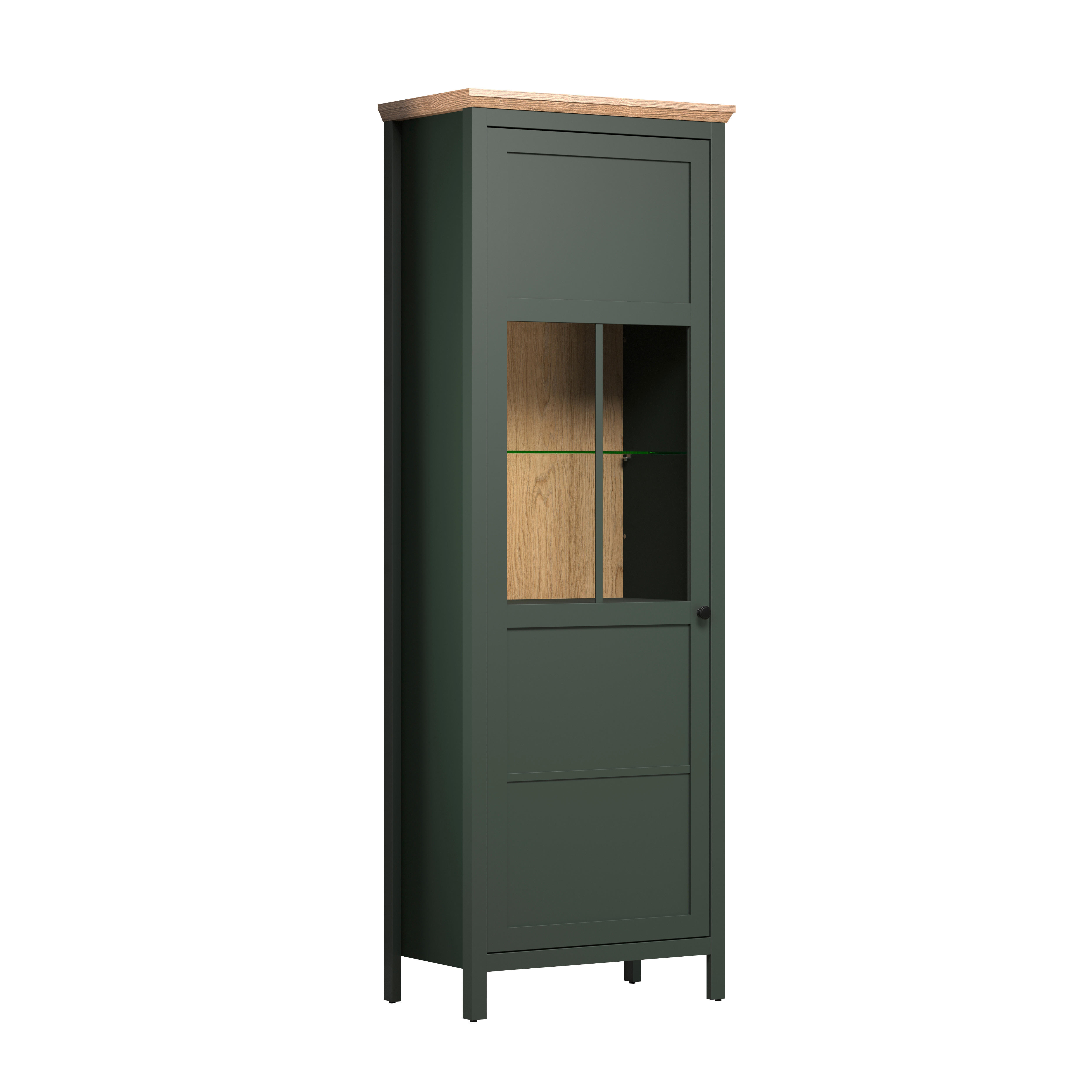 Vitrine Stanton tannengrün Eiche Evoke Coast Nachbildung B/H/T: ca. 69x198x39 cm Stanton - Eiche/tannengrün (69,00/198,00/39,00cm)