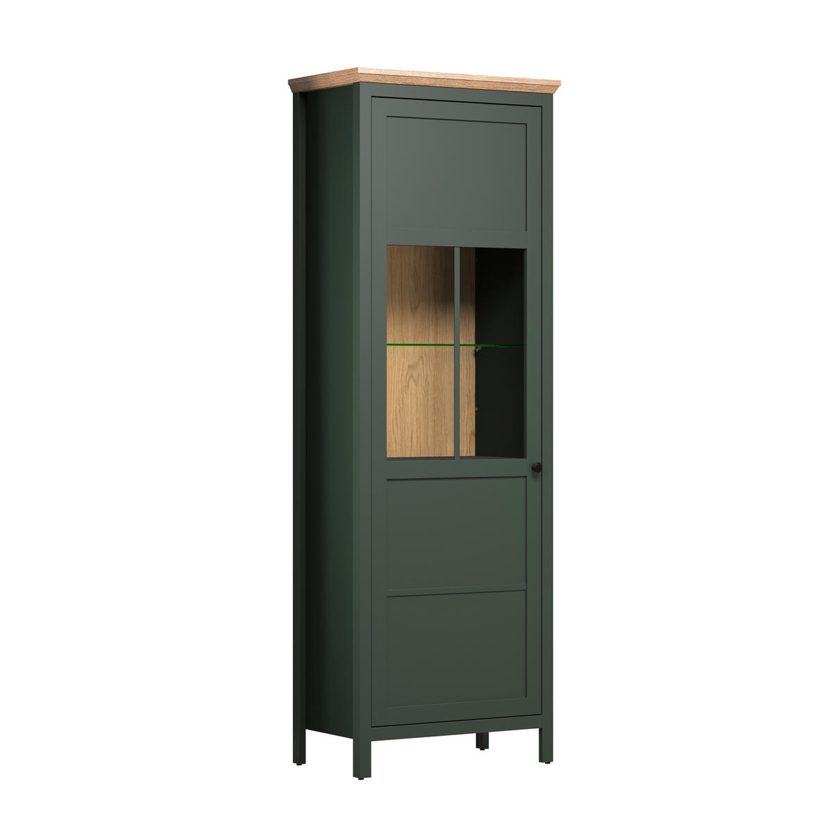 Vitrine Stanton tannengrün Eiche Evoke Coast Nachbildung B/H/T: ca. 69x198x39 cm Stanton - Eiche/tannengrün (69,00/198,00/39,00cm)