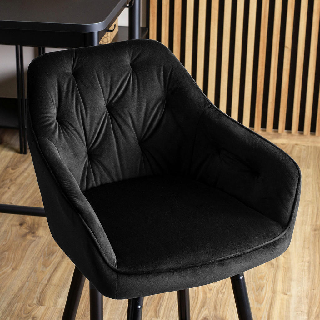 Thumbnail - Barhocker SALEM schwarz Velourstoff B/H/T: ca. 53x105x58 cm