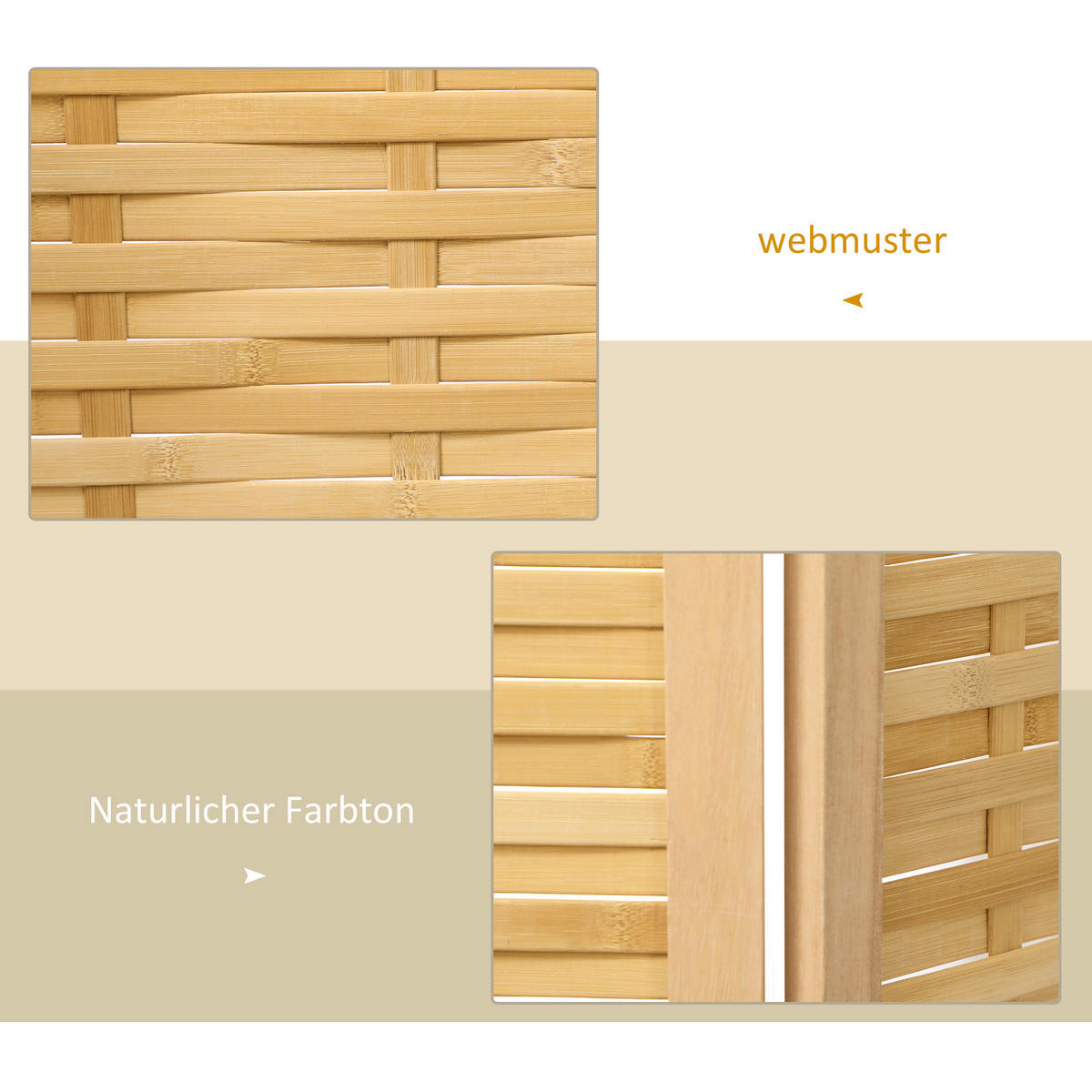HOMCOM Paravent natur Bambus B/H/L: ca. 1,8x120x170 cm Paravent - natur (170,00/1,80/120,00cm) - HOMCOM