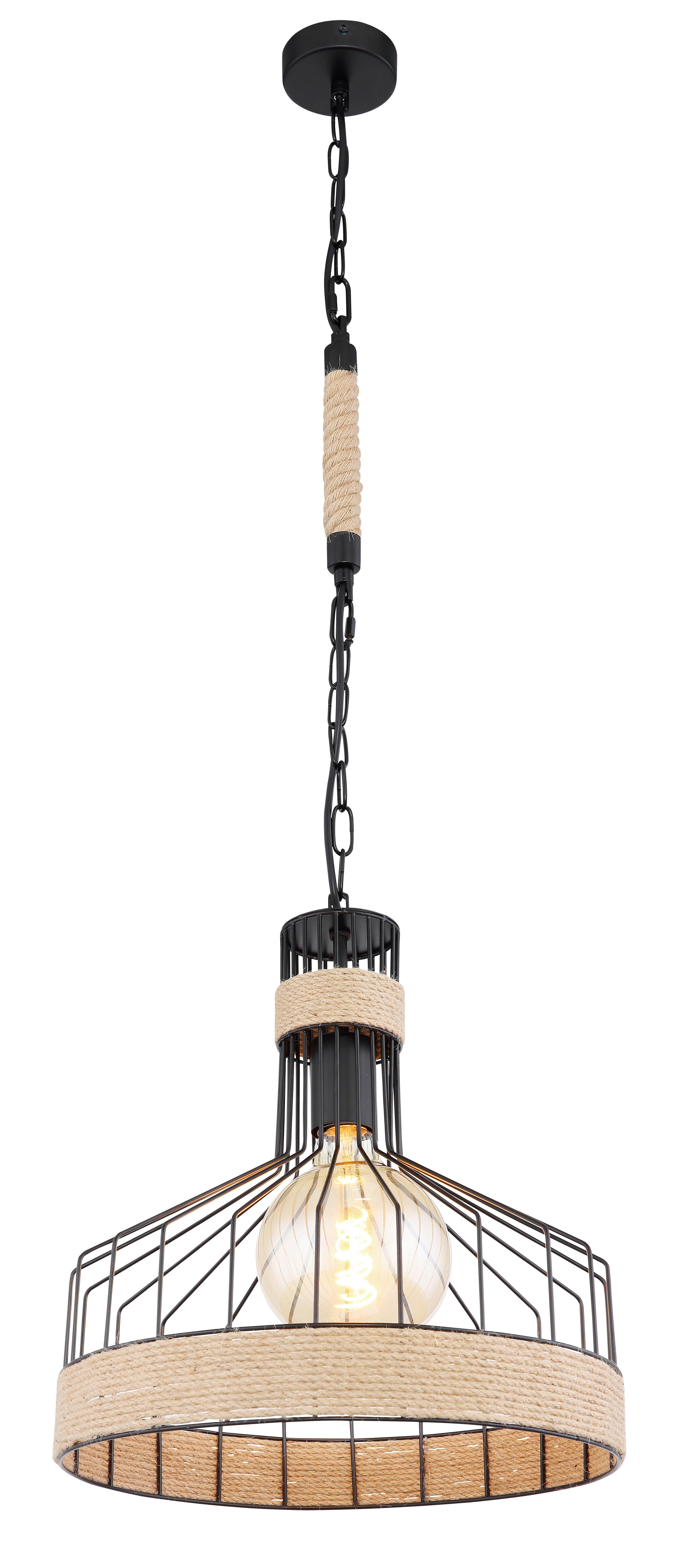 GLOBO Pendelleuchte 15675H1 schwarz Metall H/D: ca. 135x35 cm E27 1 Brennstellen Halia - schwarz (35,00/135,00cm) - GLOBO