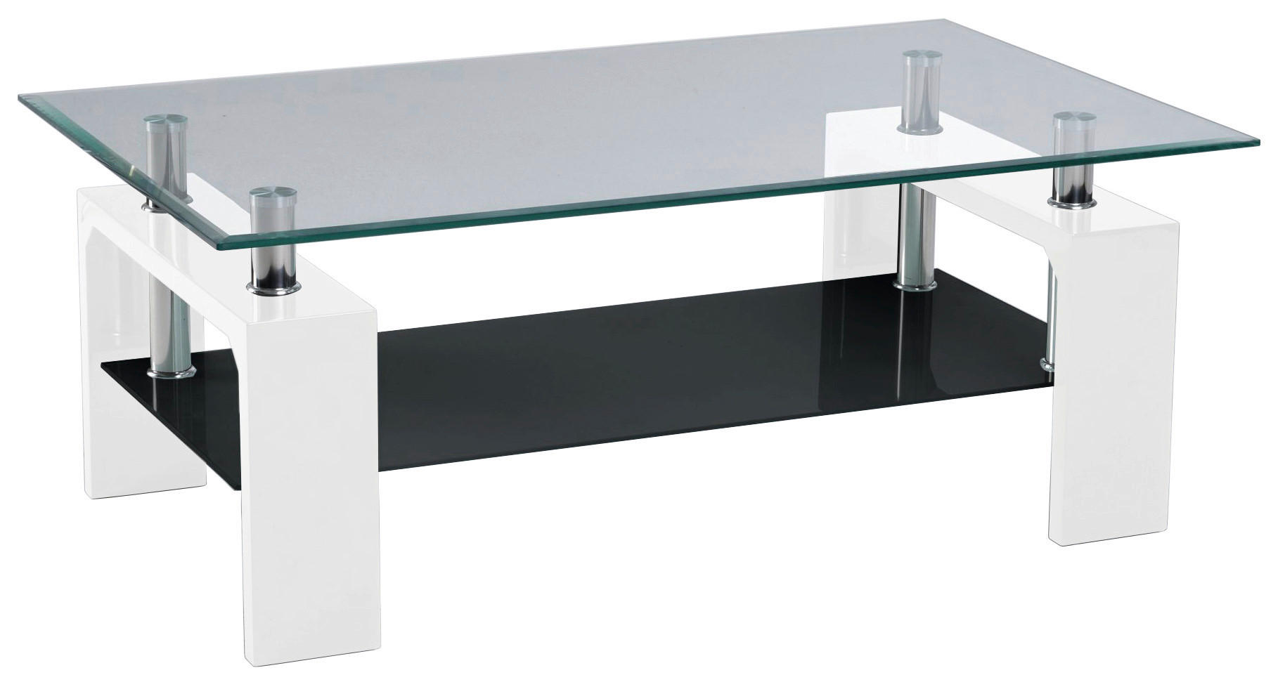 Glascouchtisch Modena glasklar weiß Hochglanz B/H/T: ca. 100x45x60 cm Modena - weiß/glasklar (100,00/45,00/60,00cm)