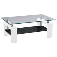 Glascouchtisch Modena glasklar weiß Hochglanz B/H/T: ca. 100x45x60 cm Modena - weiß/glasklar (100,00/45,00/60,00cm)