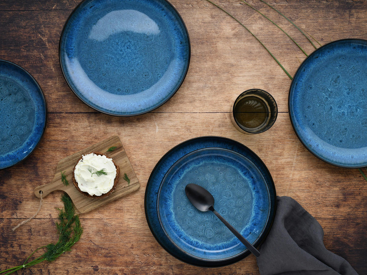 CreaTable Tafelservice Nordic Fjord blau Steinzeug 12 tlg. Nordic Fjord - blau - CreaTable