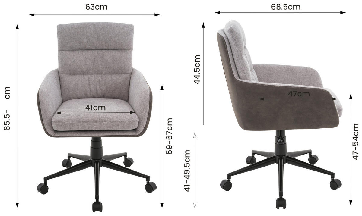 Drehstuhl POCOLine grau braun dunkel Stoff Kunstleder POCOLine - braun/grau