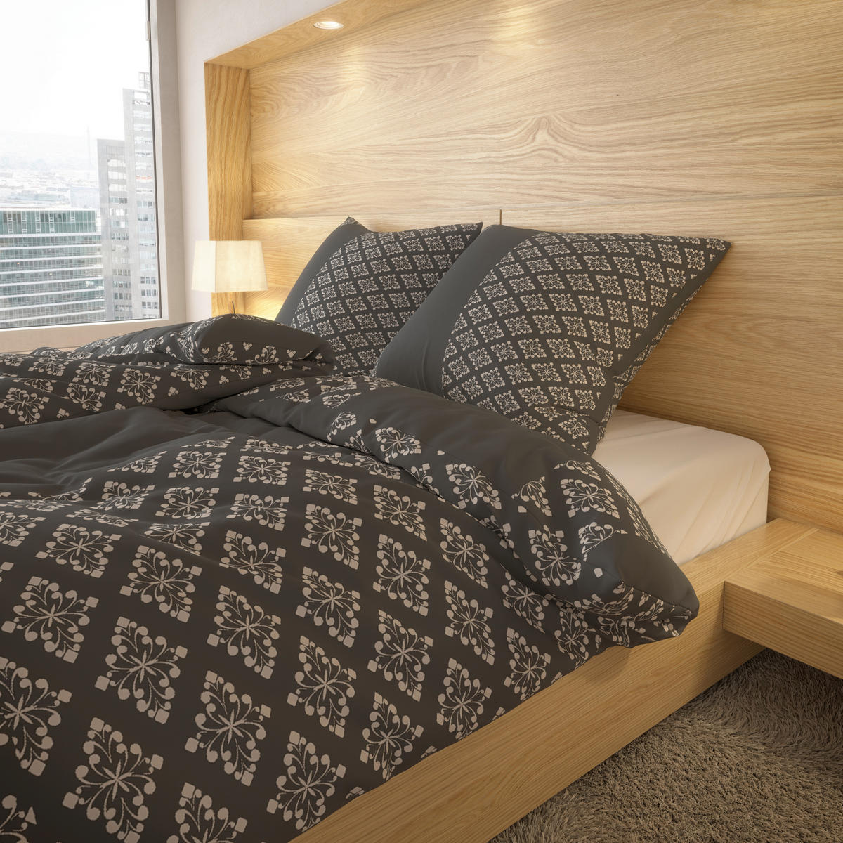 Microfaser Bettwäsche Bettwäsche_Microfaser Karo grau - grau (135,00/200,00cm)