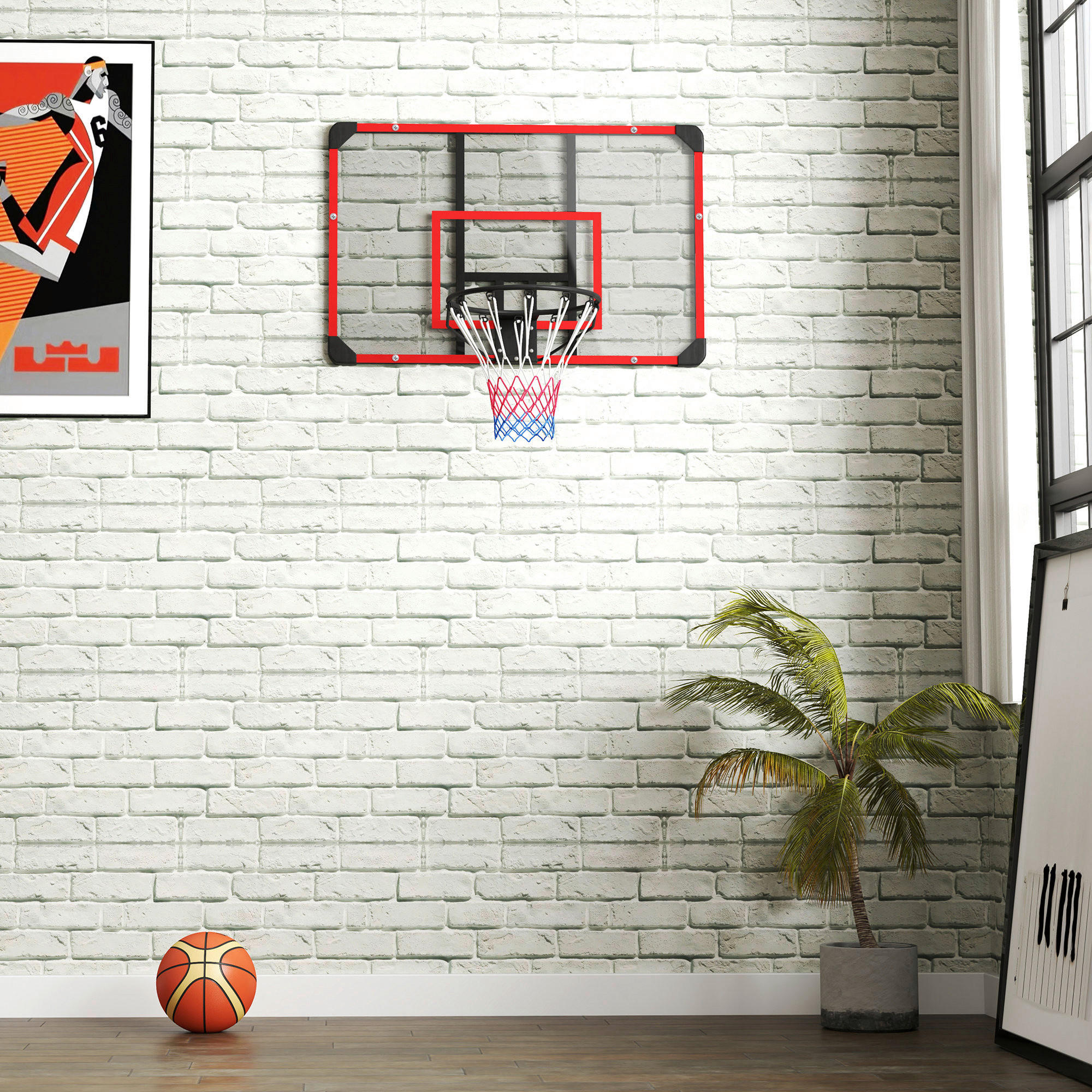 SPORTNOW Basketballkorb rot Kunststoff B/H/L: ca. 61x73x113 cm Basketballkorb - rot/schwarz (113,00/61,00/73,00cm) - SPORTNOW