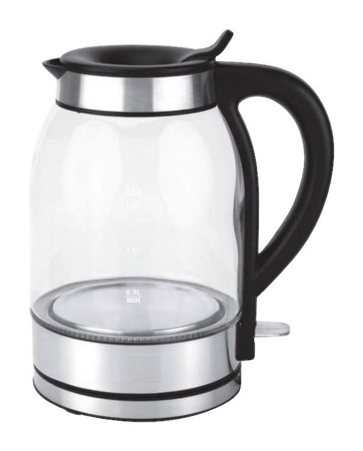 Emerio Glas-Wasserkocher WK-131038.1 transparent schwarz silber Glas Edelstahl ca. 1,7 l Wasserkocher_Glas WK-131038.1 - schwarz/transparent (1,70l) - Emerio