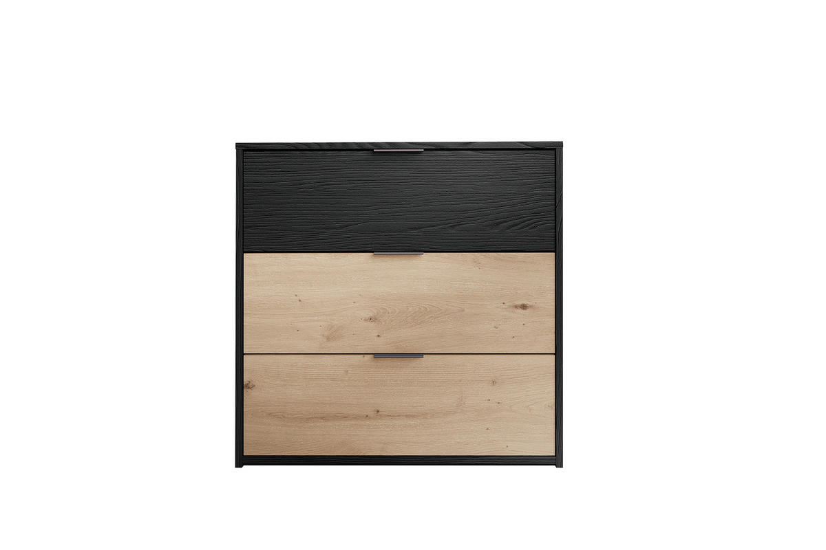 Kommode RIMINI schwarz Eiche Nachbildung B/H/T: ca. 80x80x40 cm RIMINI - Eiche/schwarz (80,00/80,00/40,00cm) - byLIVING