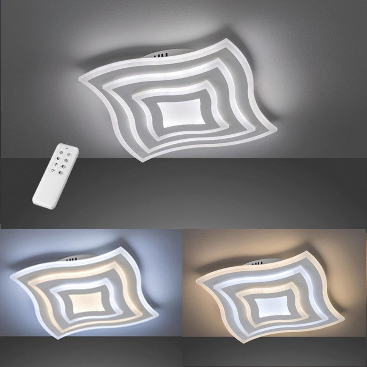 Fischer & Honsel LED-Deckenleuchte 20486 weiß Metall B/H/T: ca. 43x6x43 cm 1 Brennstellen Gorden - weiß (43,00/6,00/43,00cm) - Fischer & Honsel