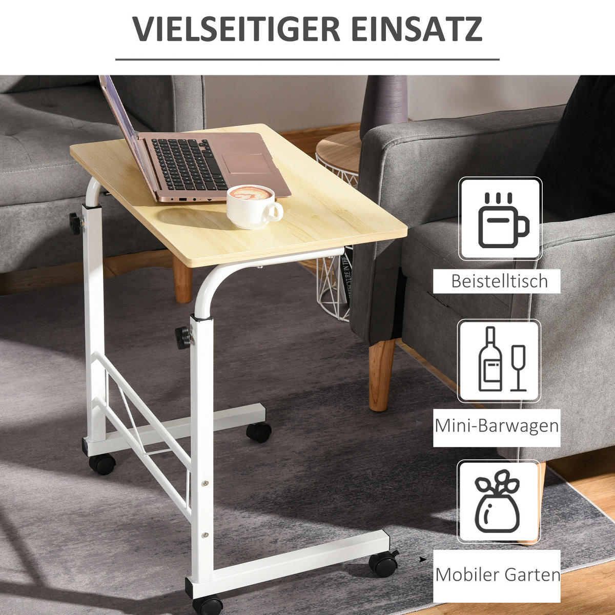 Beistelltisch 836-057 weiß ahorn B/H/T: ca. 60x78x40 cm 836-057 - weiß/ahorn (60,00/78,00/40,00cm) - HOMCOM