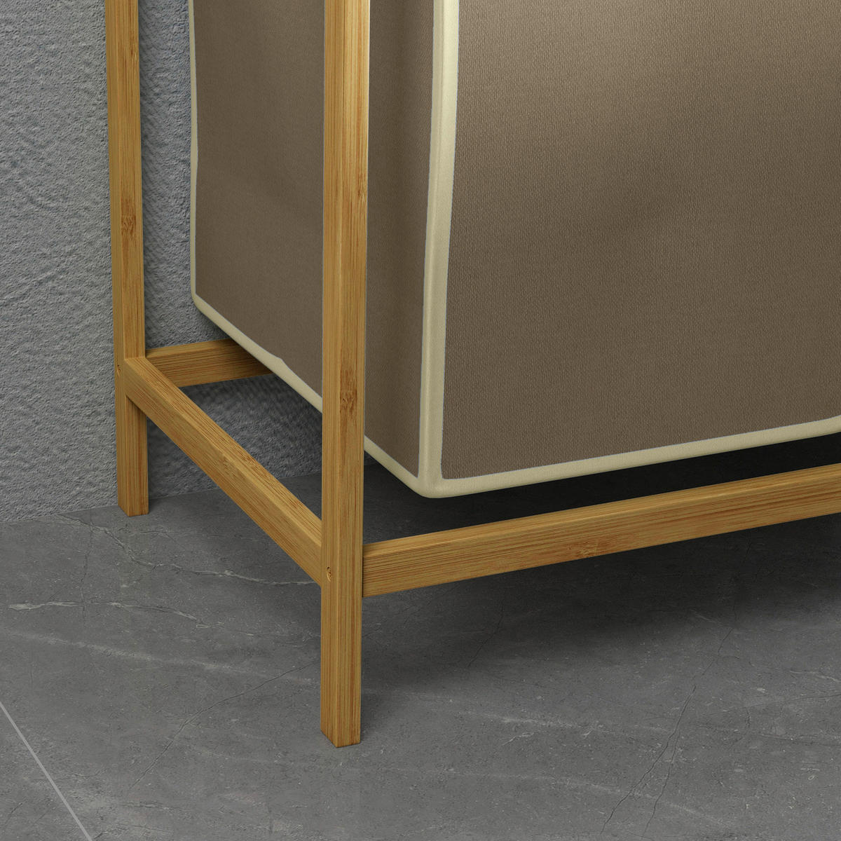 HOMCOM Wäschekorb creme B/H/L: ca. 33x63,5x73 cm Wäschekorb - natur/creme (73,00/33,00/63,50cm) - HOMCOM