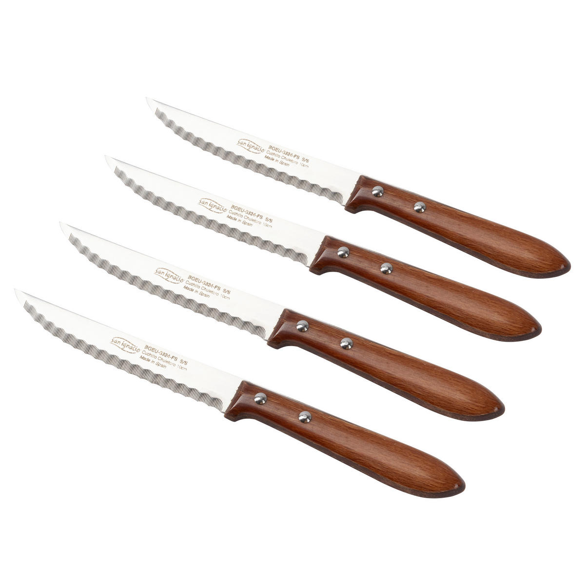 SAN IGNACIO Steakmesser TENO silber Holz 4 tlg. TENO - silber (2,00/26,50/14,50cm) - SAN IGNACIO