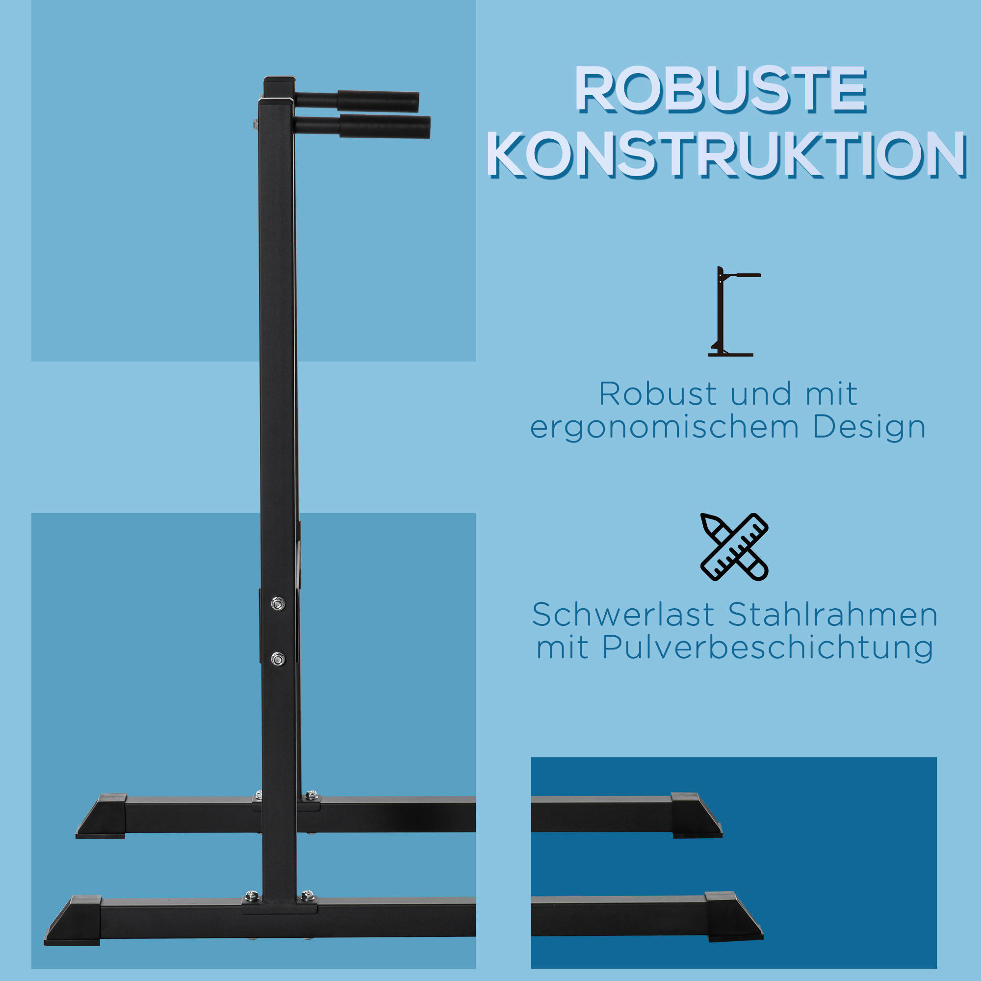 HOMCOM Fitness-Zubehör schwarz Polypropylen B/H/L: ca. 70,5x104x122 cm Dipstation - schwarz (122,00/70,50/104,00cm) - HOMCOM