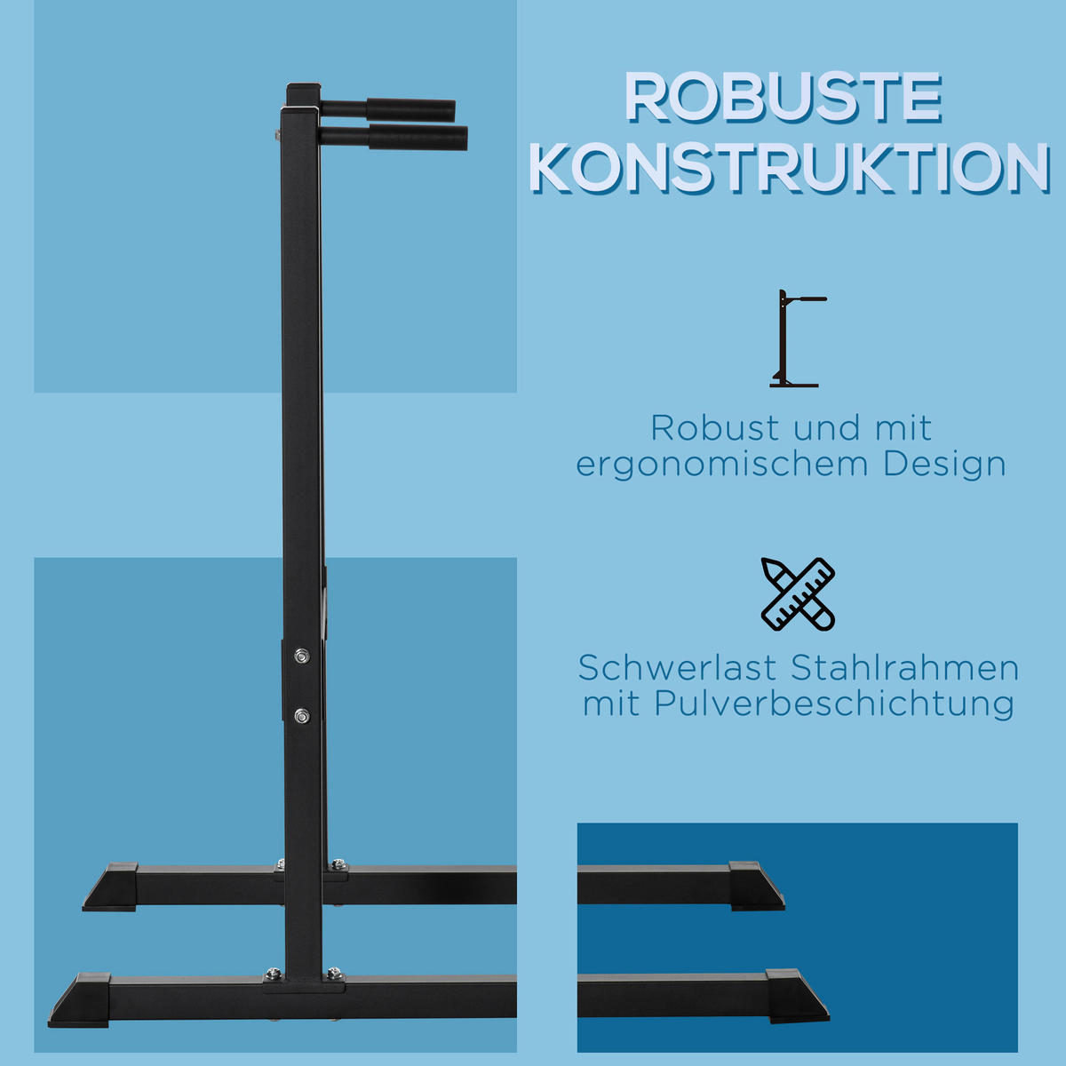 HOMCOM Fitness-Zubehör schwarz Polypropylen B/H/L: ca. 70,5x104x122 cm Dipstation - schwarz (122,00/70,50/104,00cm) - HOMCOM