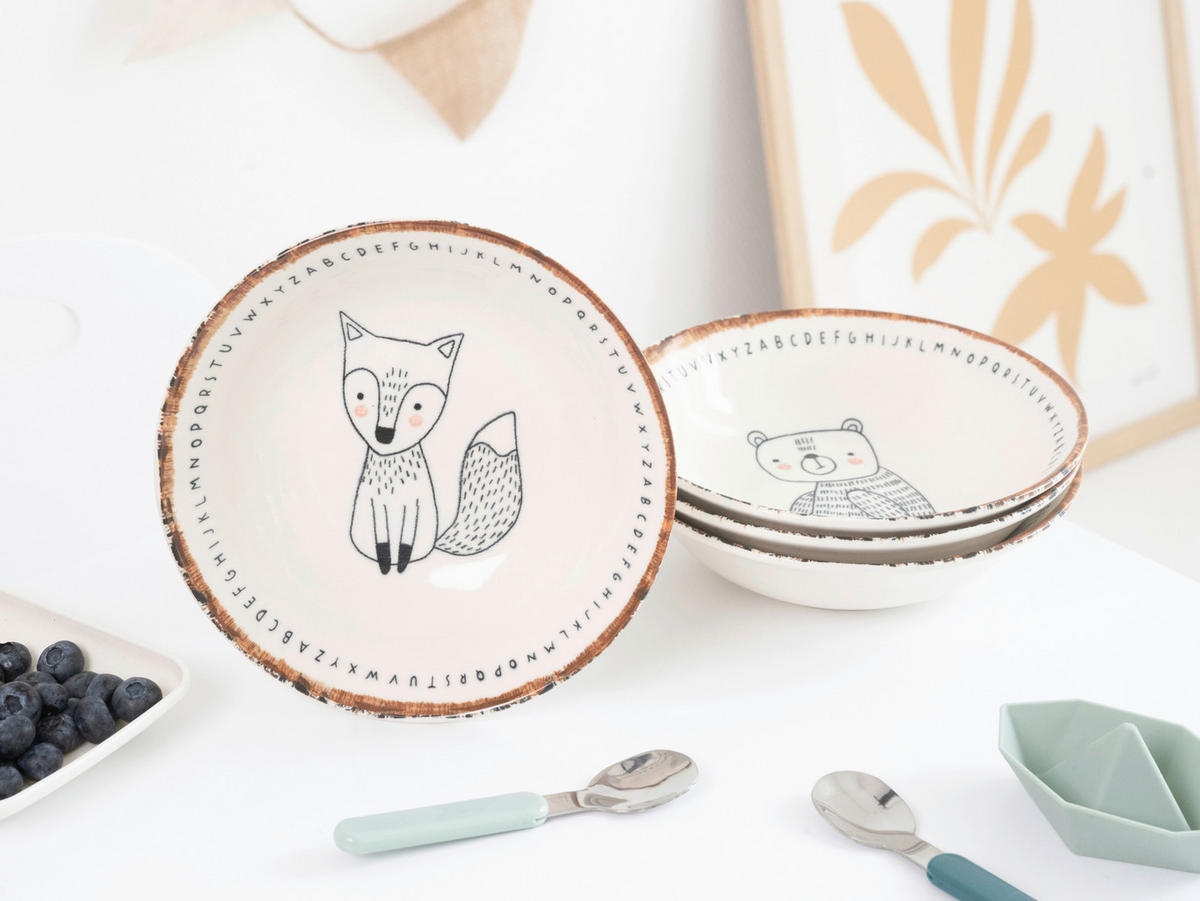 CreaTable Mehrzweckschalen Freunde des Waldes braun Steinzeug D: ca. 18,6 cm Freunde des Waldes - beige/braun (18,60cm) - CreaTable