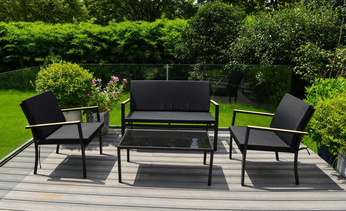 POCOline Gartensitzgruppe Grafon schwarz Stahl Grafon - schwarz - POCOline