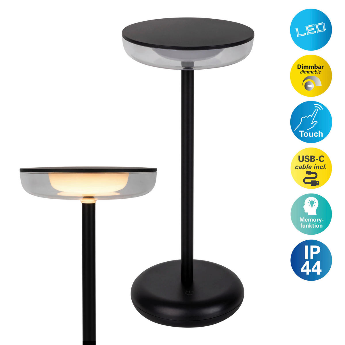 LED-Außentischleuchte schwarz B/H/T/D: ca. 11x26,4x11x11 cm PASI - schwarz (11,00/26,40/11,00cm) - Näve Leuchten