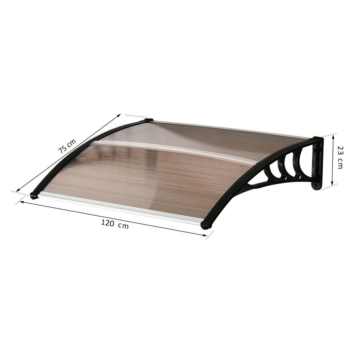 Outsunny Haustürvordach braun B/H/L: ca. 80x23x120 cm ca. 2 kg Haustürvordach MHB70-011V02BN - braun (120,00/80,00/23,00cm) - Outsunny
