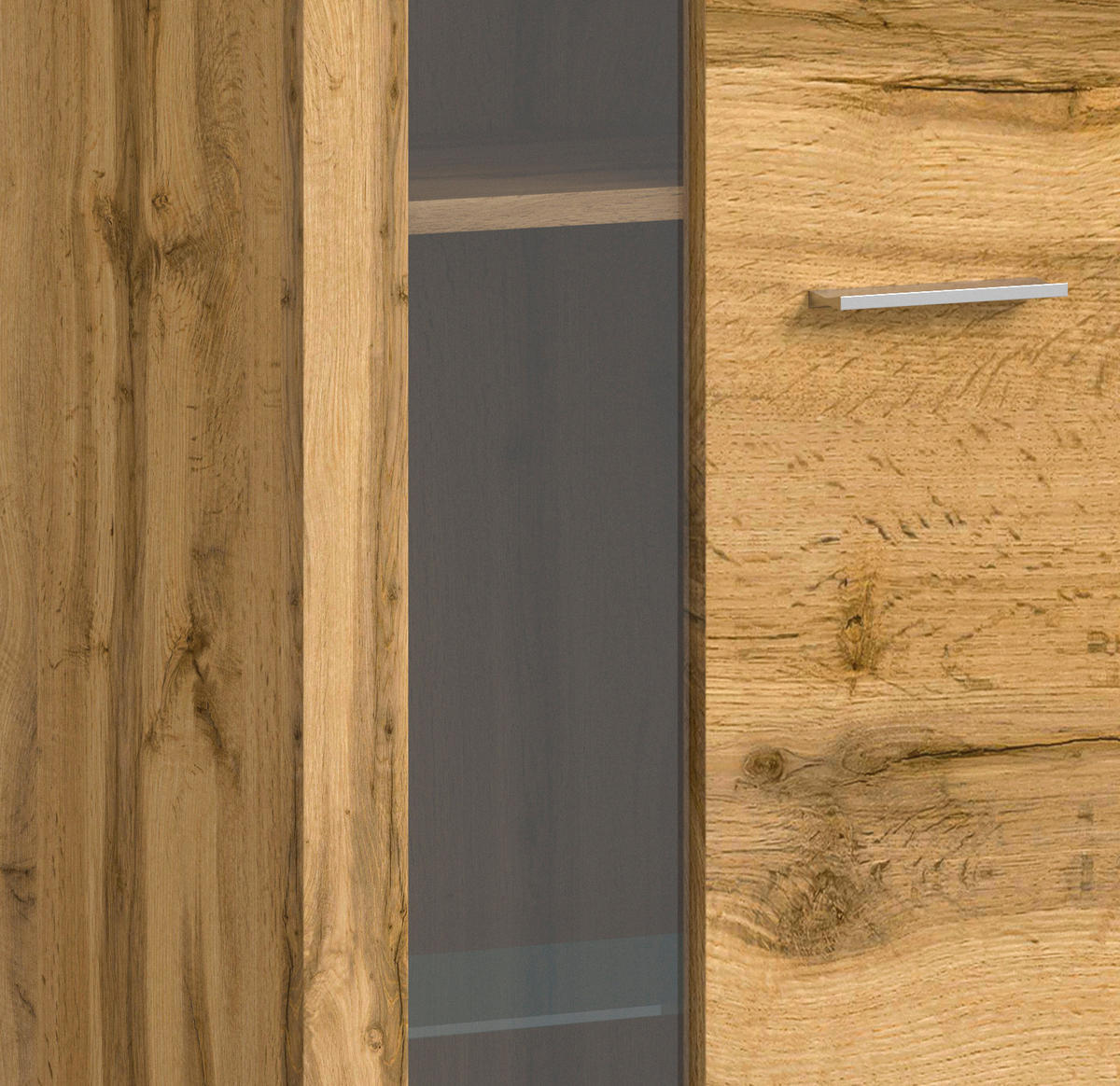 Vitrine Jam Eiche Wotan Nachbildung B/H/T: ca. 60x159x35 cm Jam - Eiche (60,00/159,00/35,00cm) - xonox.home