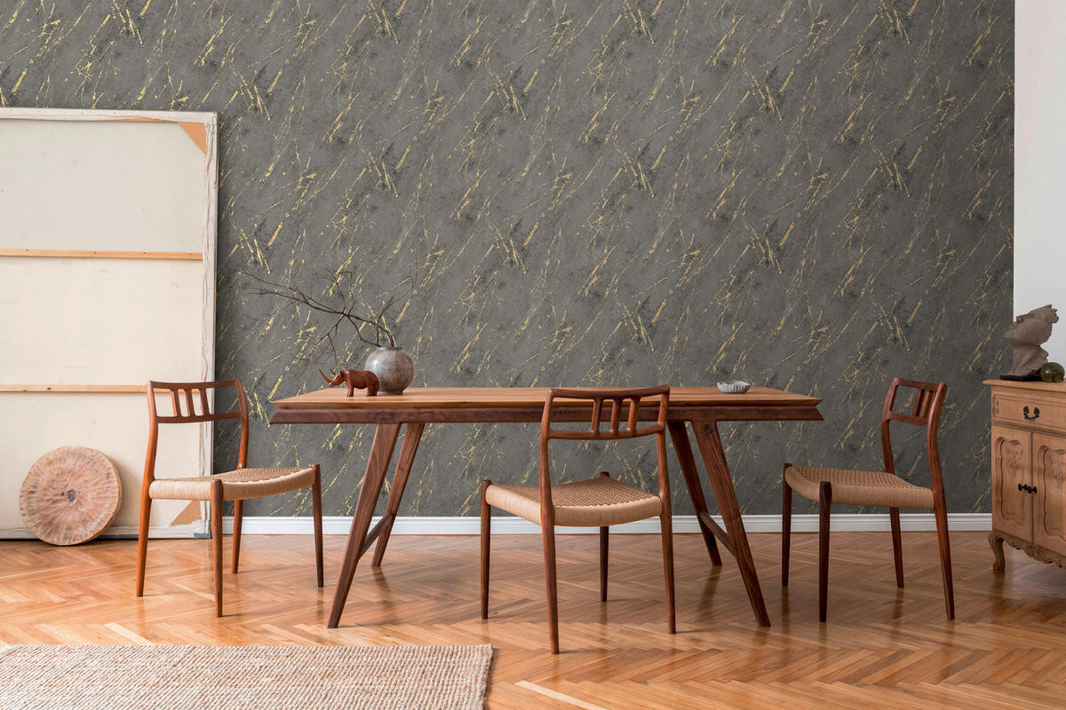 A.S.Création Vliestapete schwarz anthrazit gold B/H/D: ca. 53x1005x8,2 cm Vliestapete - gold/schwarz (8,20/1005,00cm) - A.S.Creation