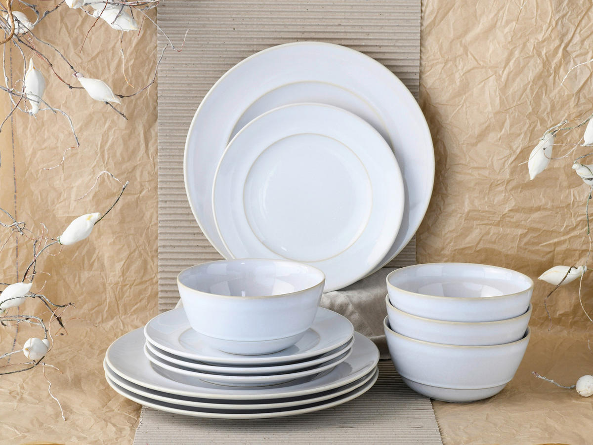 CreaTable Tafelservice ANTIQUE sand Steinzeug 12 tlg. ANTIQUE - sand - CreaTable