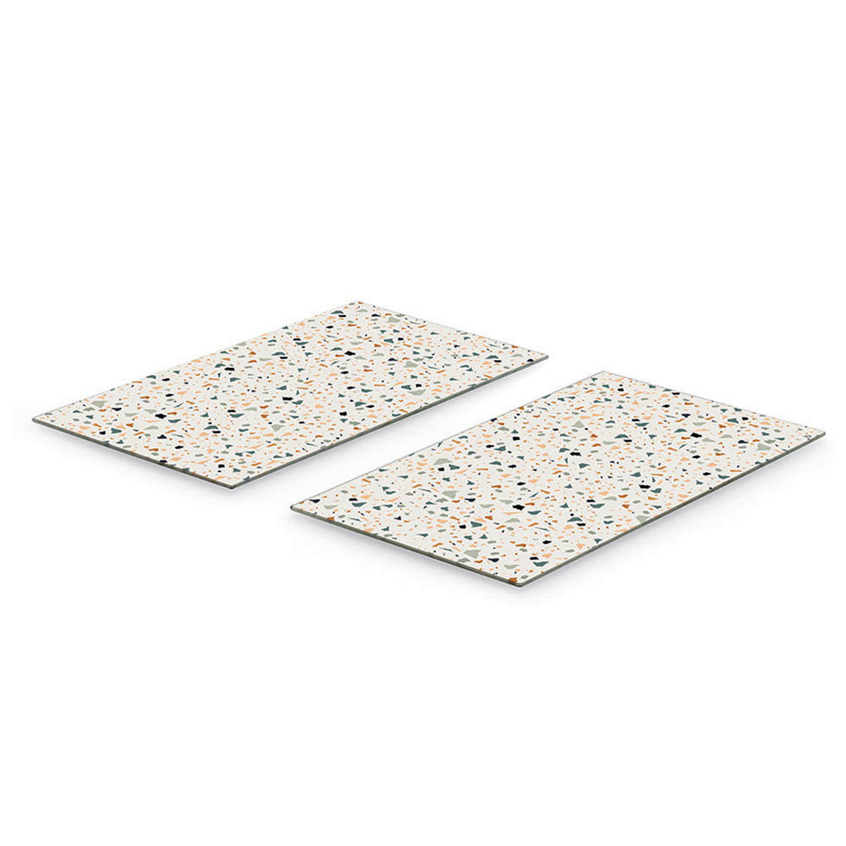 Zeller Herd-/Schneideabdeckplatten-Set Terrazzo bunt Glas B/H/L: ca. 30x0,8x52 cm Terrazzo - bunt (52,00/30,00/0,80cm) - Zeller