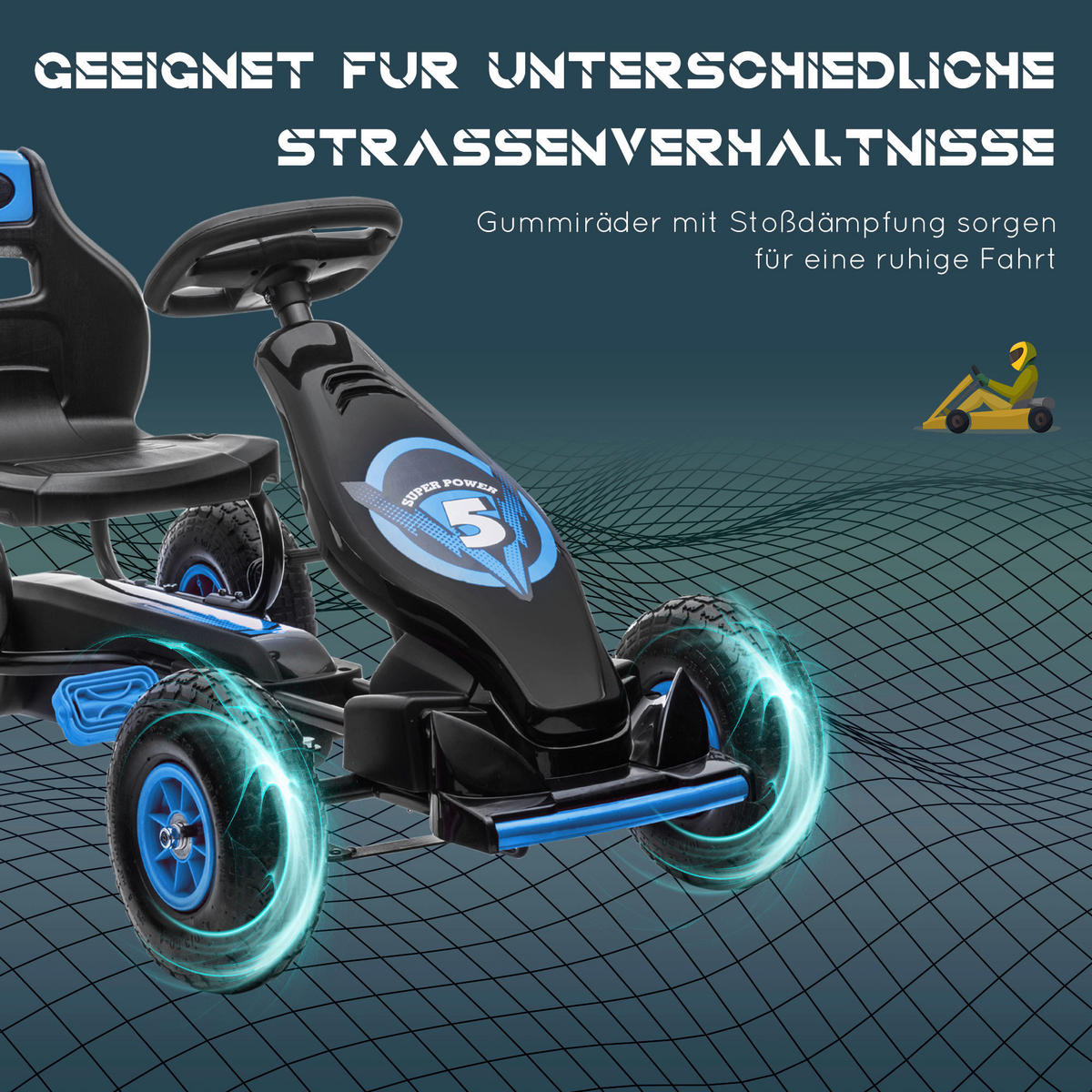 AIYAPLAY Go Kart schwarz B/H/L: ca. 58x61x121 cm Go Kart - blau/schwarz (121,00/58,00/61,00cm) - AIYAPLAY
