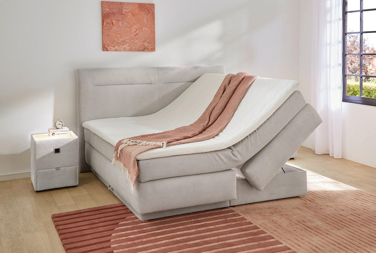 Boxspringbett  hellgrau Liegefläche B/L: ca. 180x200 cm Simone_Boxspringbett - hellgrau (199,00/124,00/217,00cm)