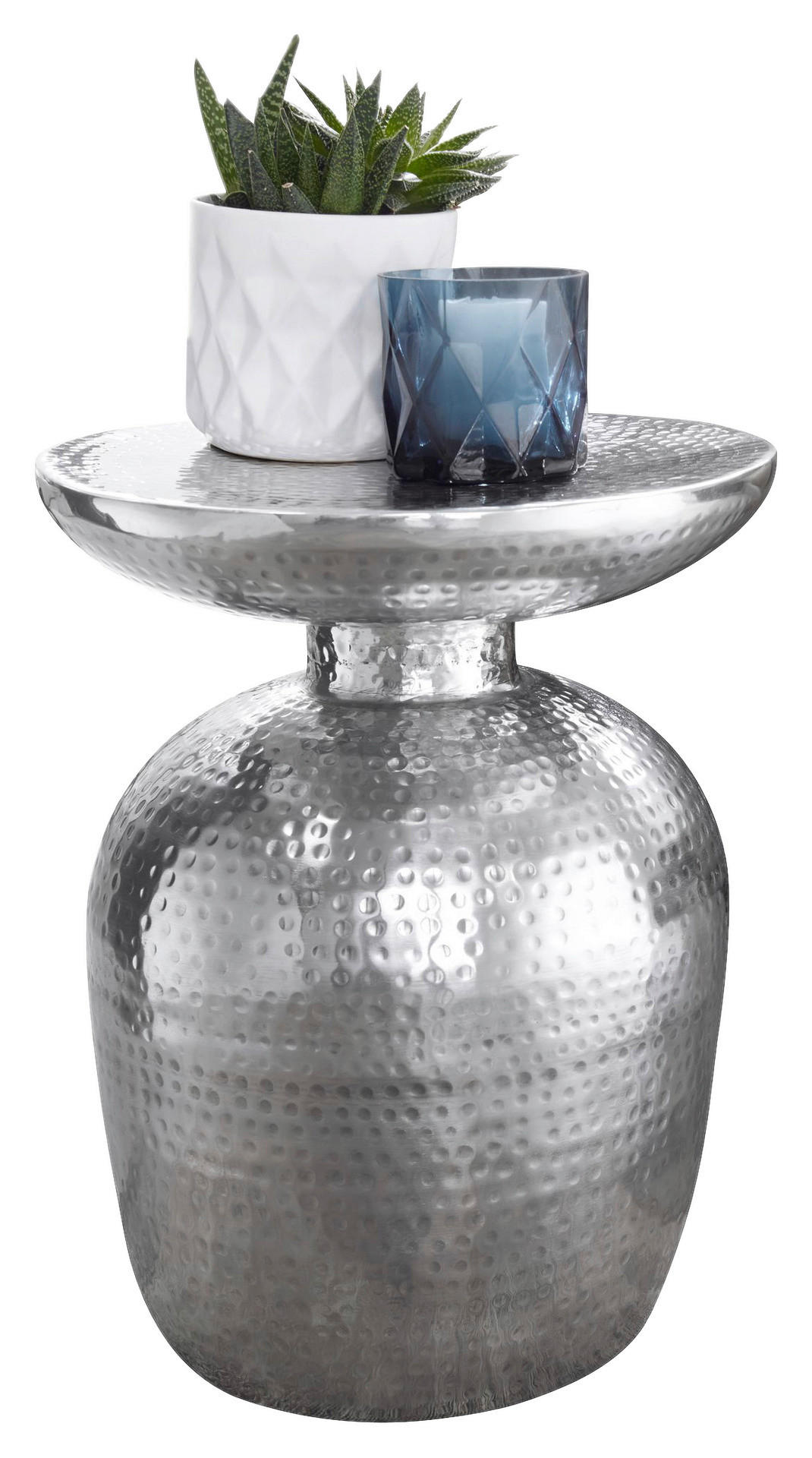 Beistelltisch silber lackiert Aluminium B/H/T/D: ca. 36,5x46x36,5x36,5 cm Beistelltisch - silber (36,50/46,00/36,50cm) - Wohnling