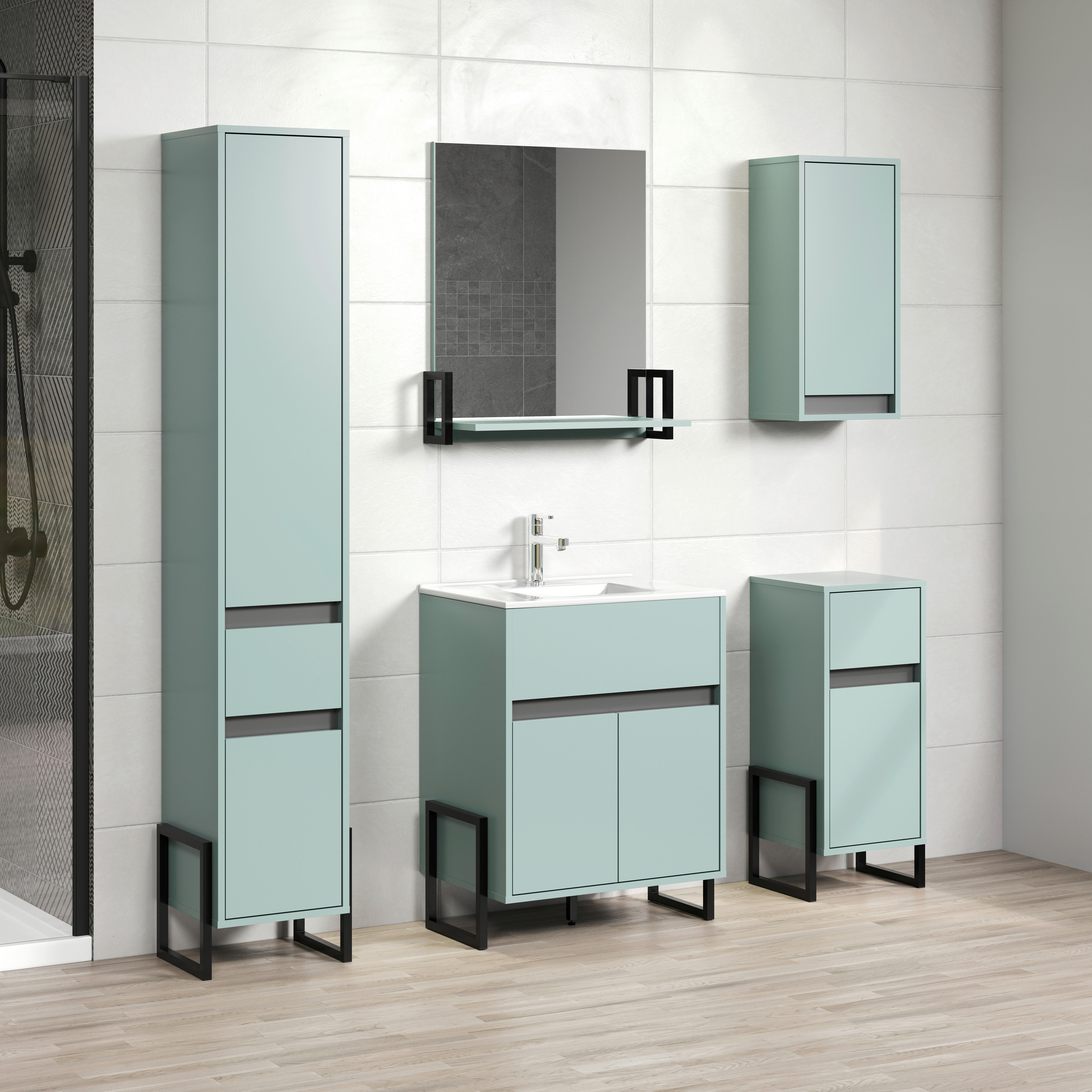 Wandspiegel Matix blau matt B/H/T: ca. 64x74x24 cm Matix - blau (64,00/74,00/24,00cm) - Trendteam