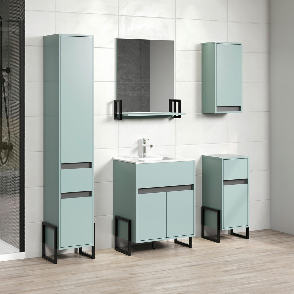 Thumbnail - Wandspiegel Matix blau matt B/H/T: ca. 64x74x24 cm