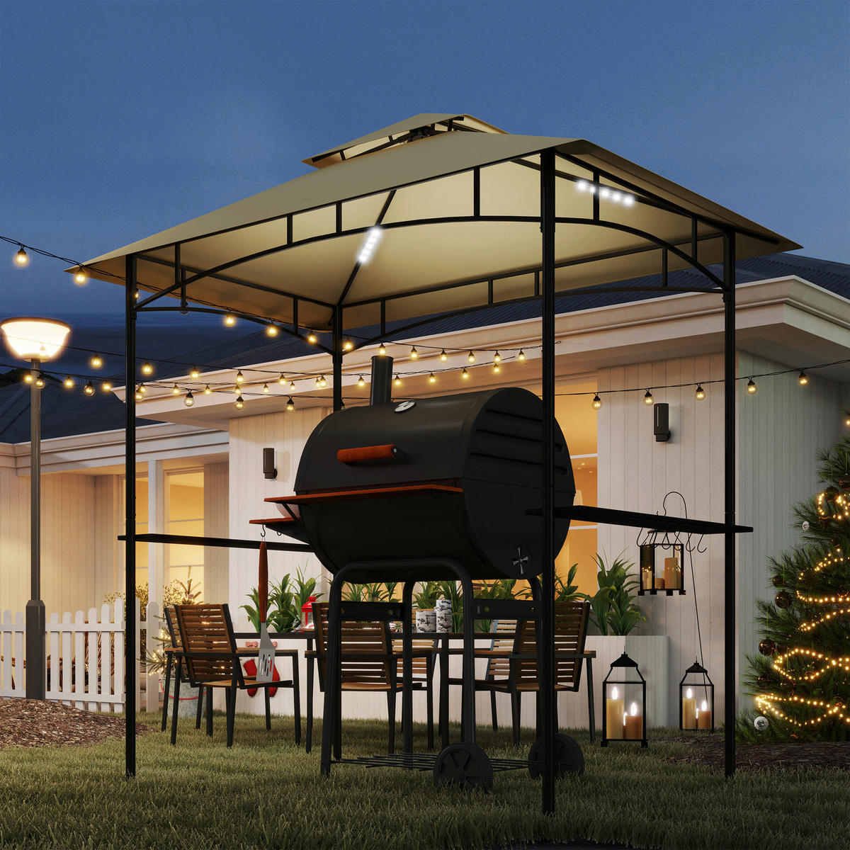 Outsunny Grillpavillon beige Metall B/H/L: ca. 150x258x240 cm Grillpavillon - beige (240,00/150,00/258,00cm) - Outsunny